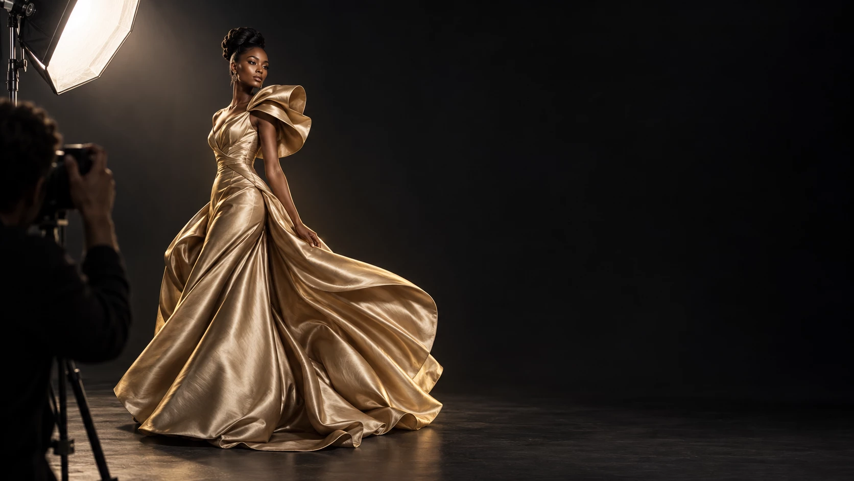 Creative production concept with camera and studio lighting