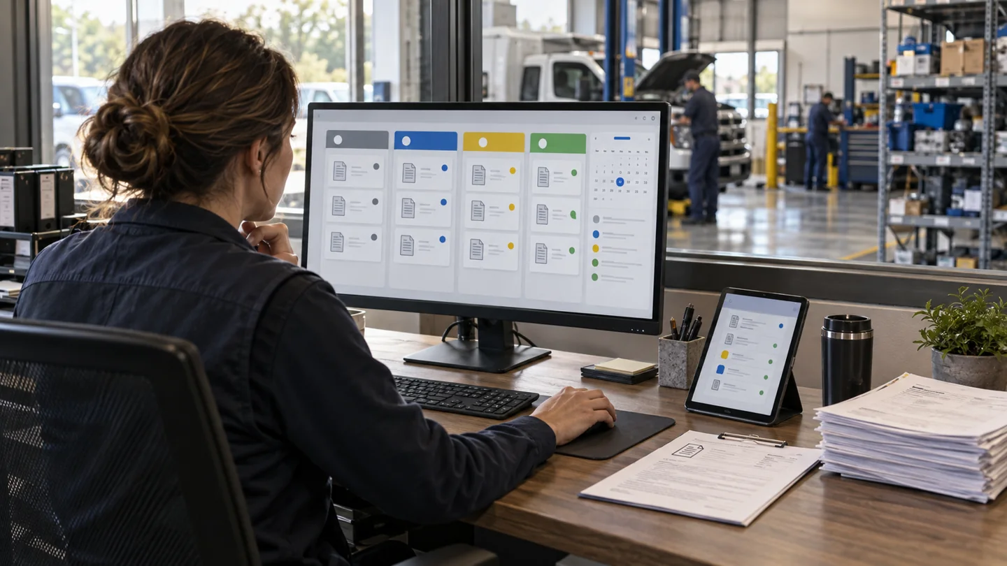 Business systems illustration: operational software and connected records